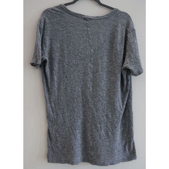 Monrow HT218MHJ Women Sz L Gray Textured Tri-Blend Relaxed V Neck Tee Shirt - Picture 4 of 8